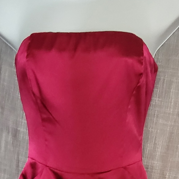 Le Chateau Pink Satin Strapless Mini Dress Size W xxs youth L Open-Back Pockets - Picture 3 of 10